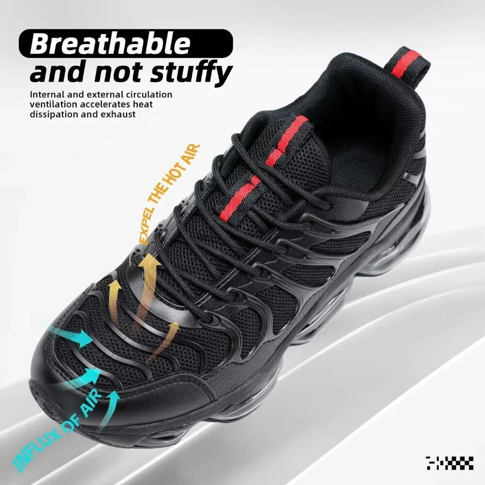 Men's Black Tennis Sneakers Casual Non Slip Breathable Trail Sport Gym